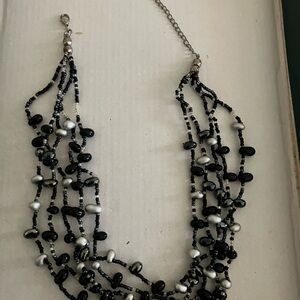 Elegant Black and White Beaded Necklace